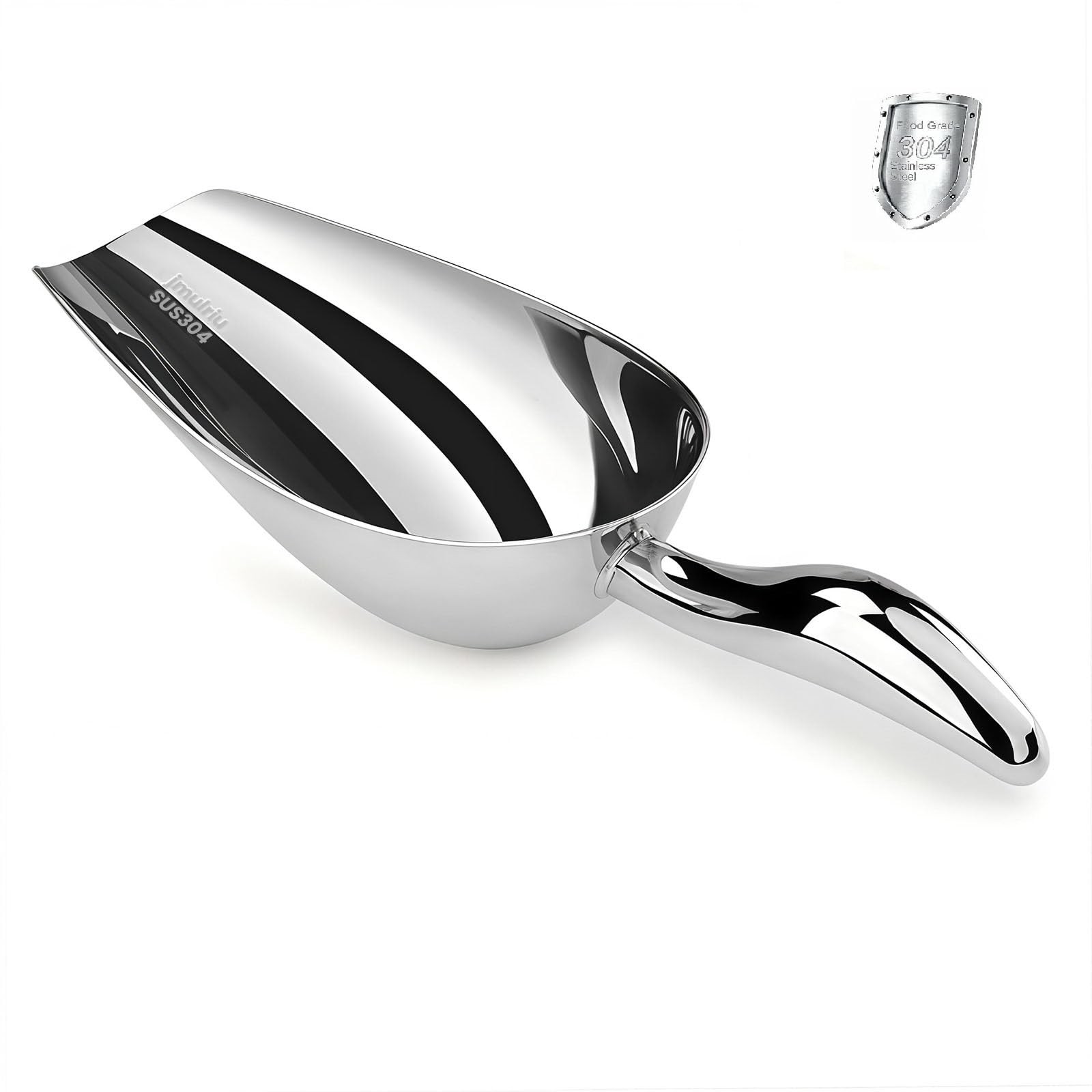 12 Oz 304 Stainless Steel Ice Scoop for Freezer & Ice Machine – Heavy Duty Me…