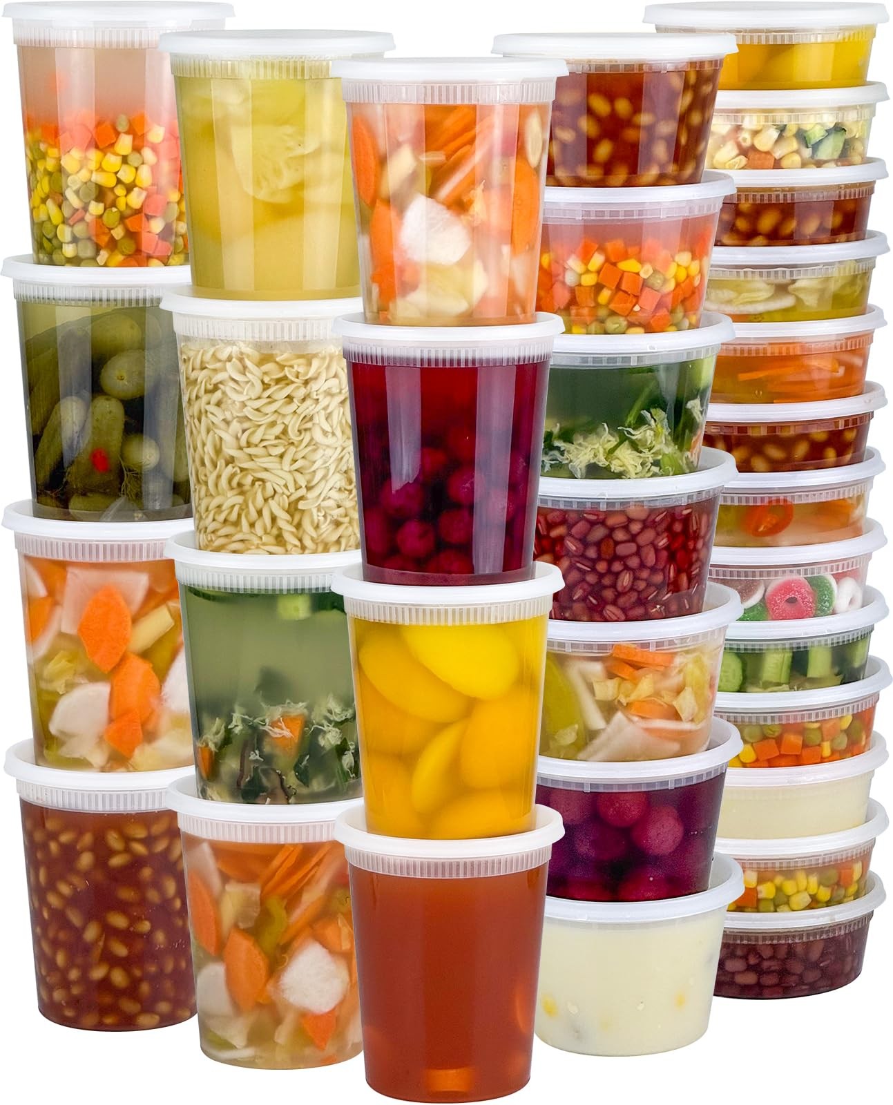 Dipoo 60 Sets 120Piece Deli Containers with Lids, 32/16/8 oz X 20 Set Each, L…