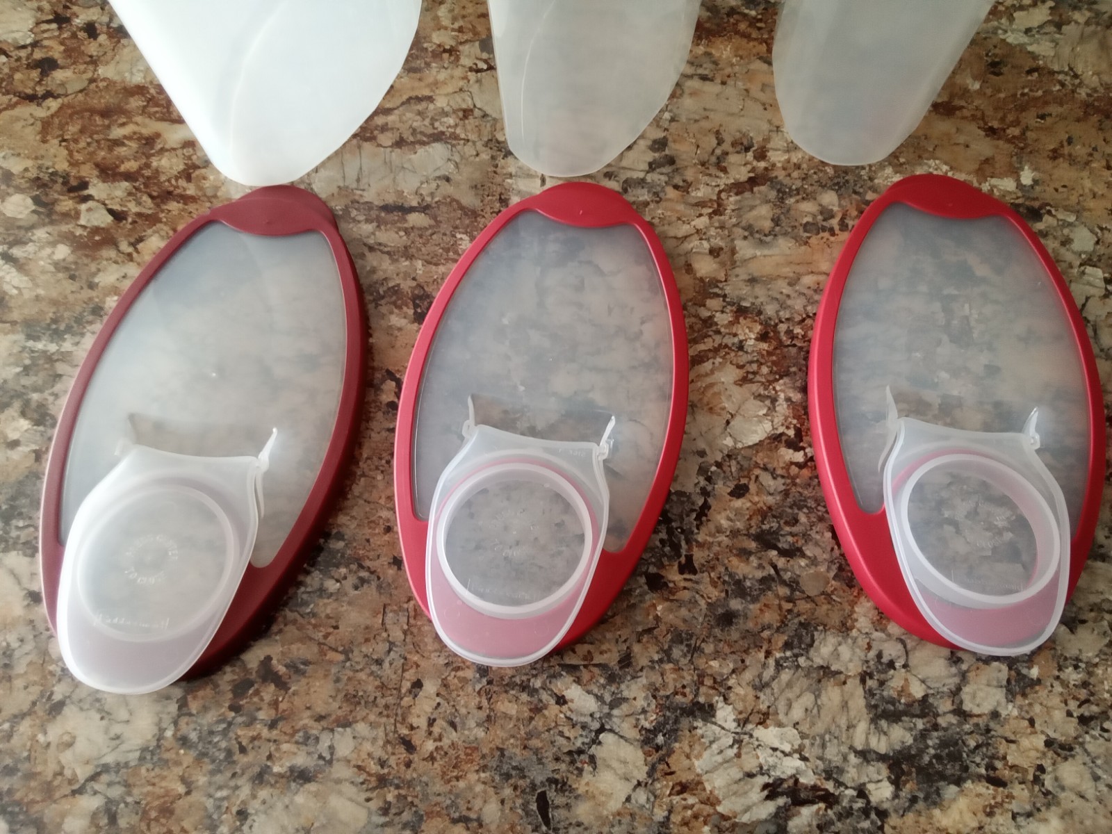 Rubbermaid Set of 3 Flex and Seal Cereal Keeper 1.5 Gallon With Red Lids Storage