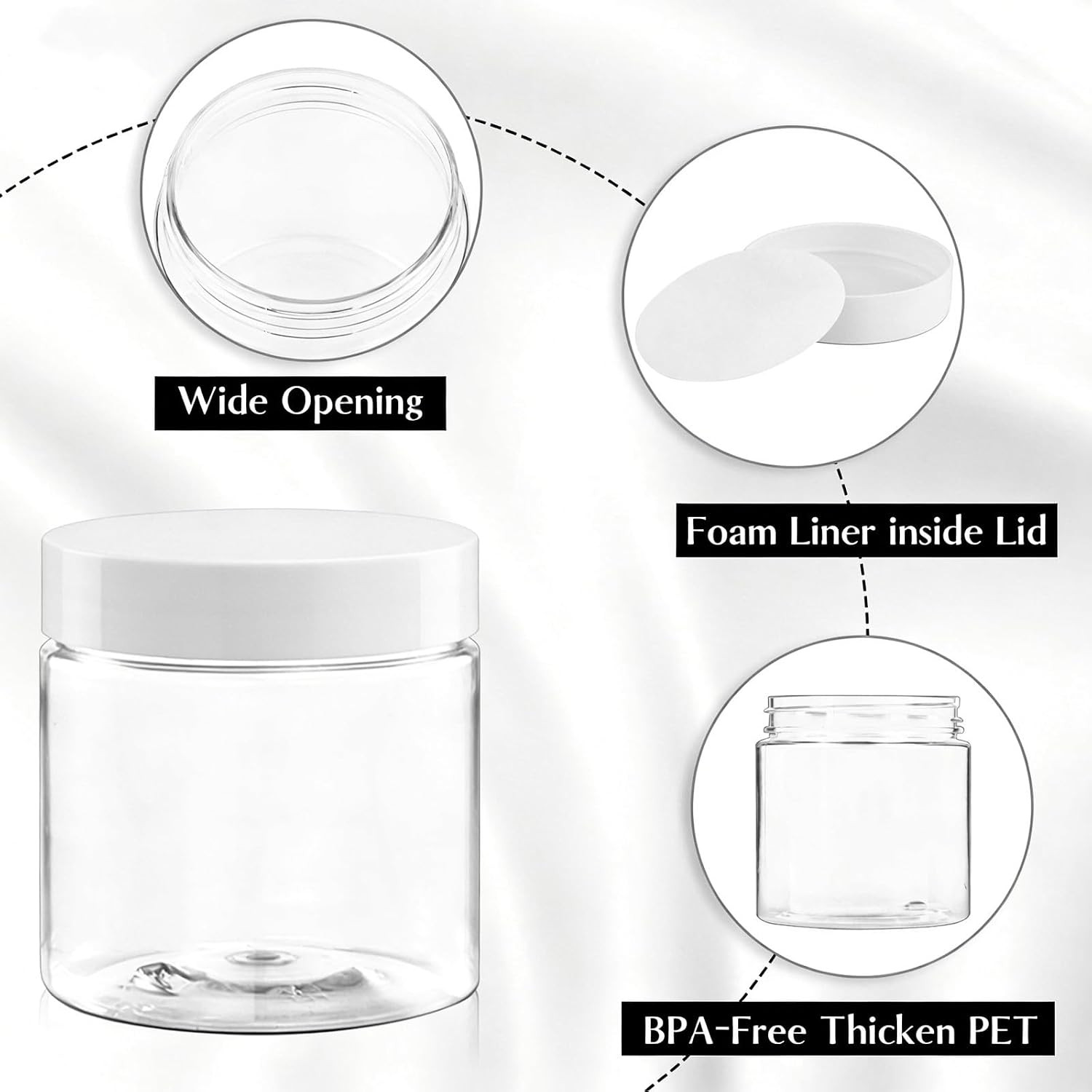 12 Pack 2 Oz Plastic Jars with White Lids, 2Oz Small Plastic Containers with Lid