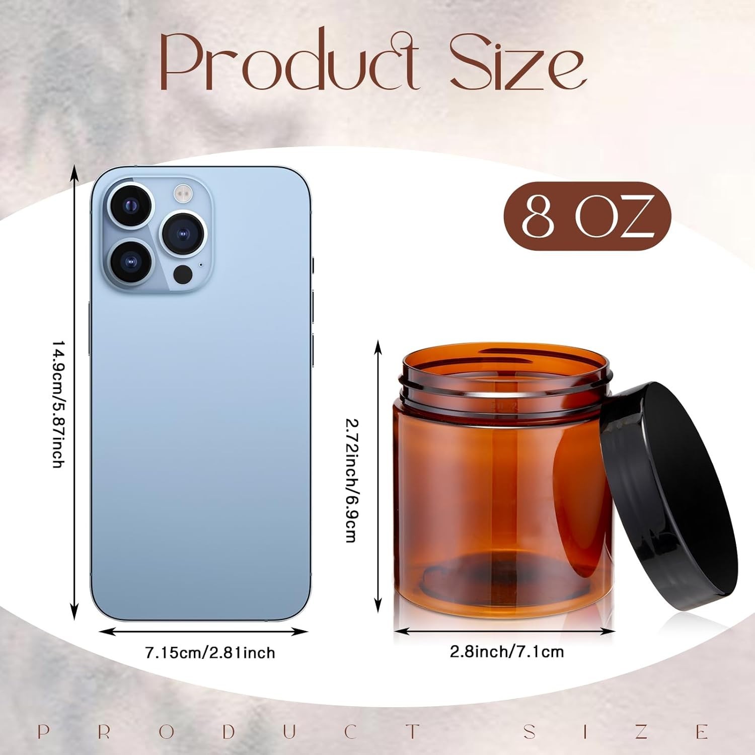 6 Pack 8 oz Plastic Jars Containers with Lids Wide-mouth Refillable Leakproof…