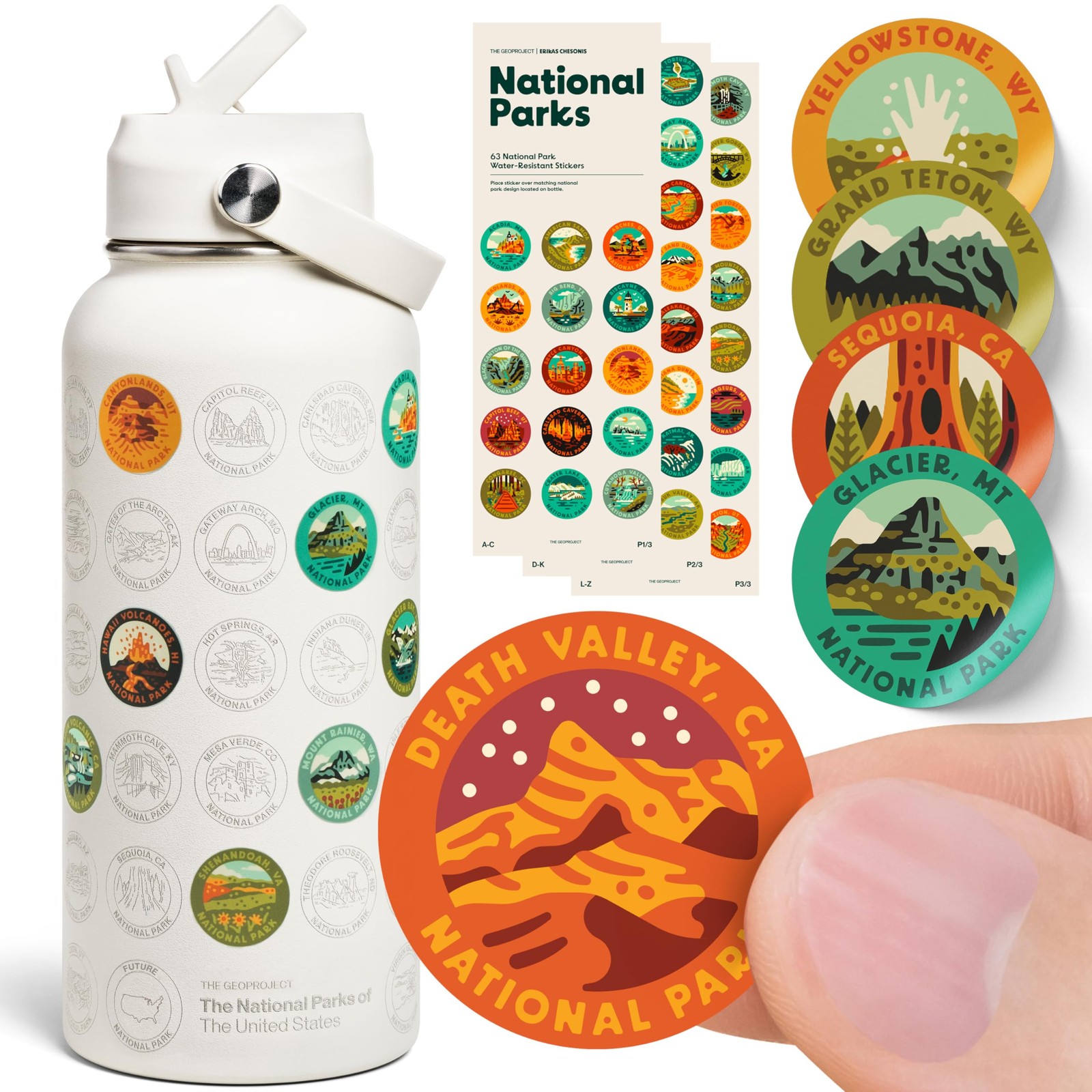 The Geoproject National Parks Water Bottle Stickers Kit Erikas Chesonis