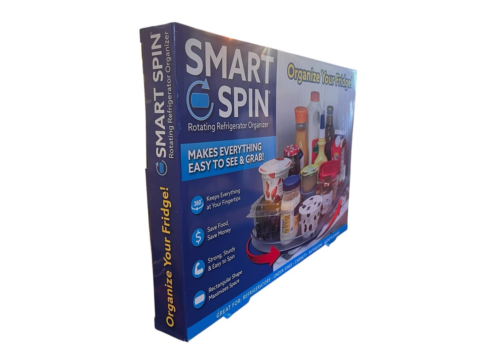 Smart Spin Rotating Refrigerator Organizer 360° Fridge Turntable Storage NEW