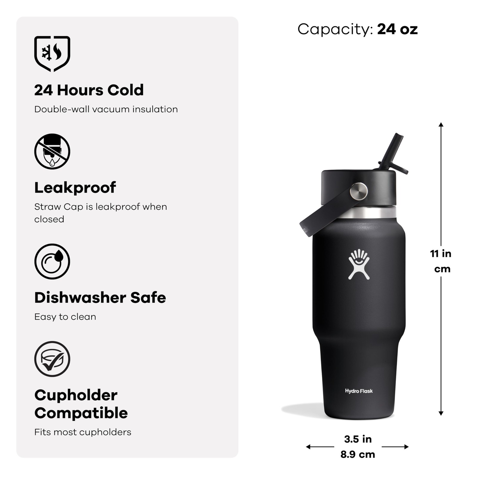 Hydro Flask Water Bottle – Insulated Stainless Steel – Wide Mouth Flex Chug Lid