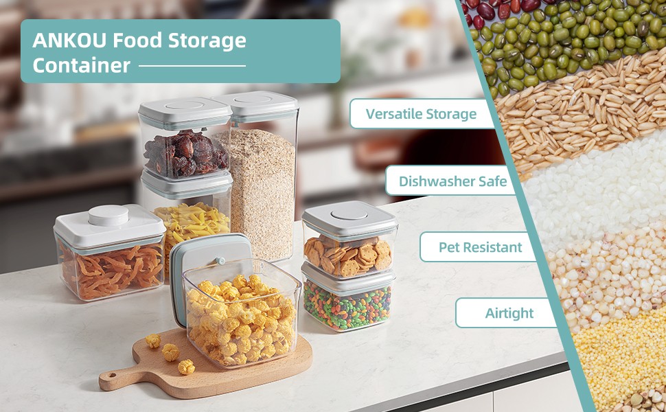 Airtight Container Set (1000ml 4 Pcs) Stackable One Press Openning Food