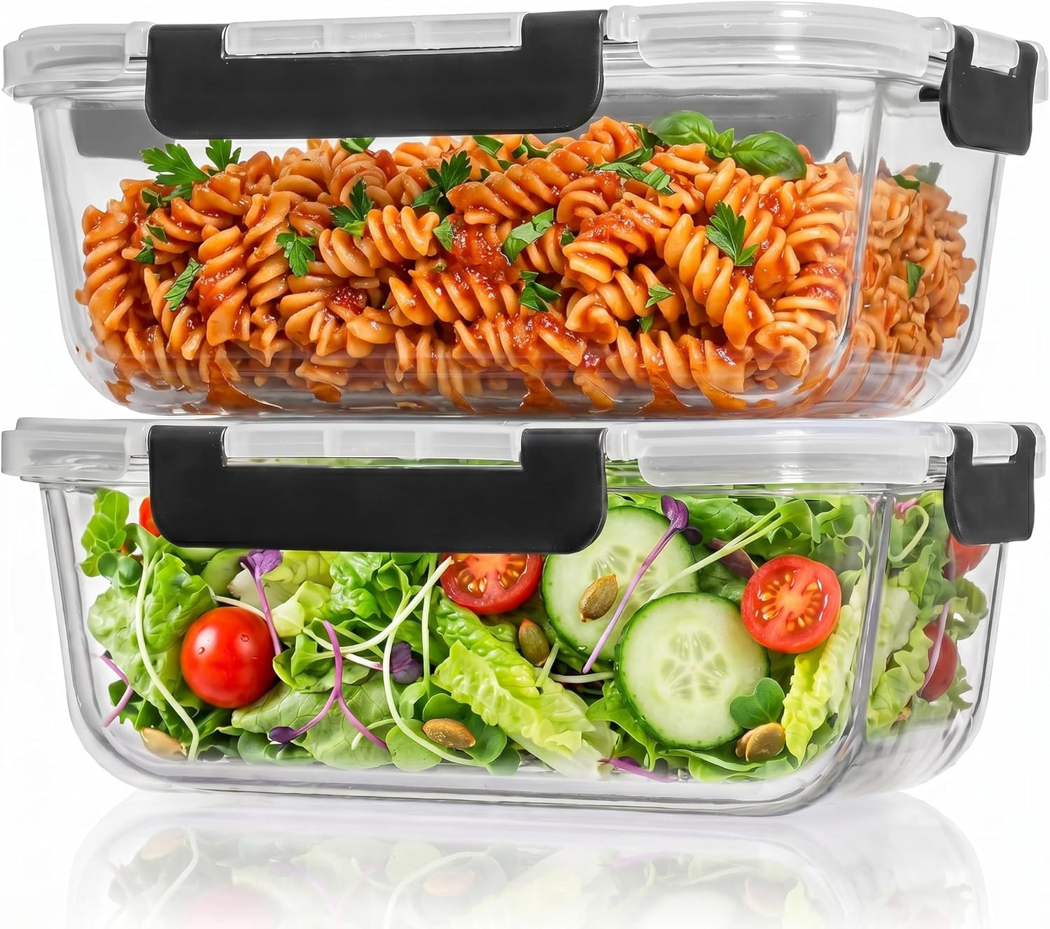 Razab 2 Pcs 1860ml / 63 Oz Large Glass Food Storage Containers with Lids – Glass