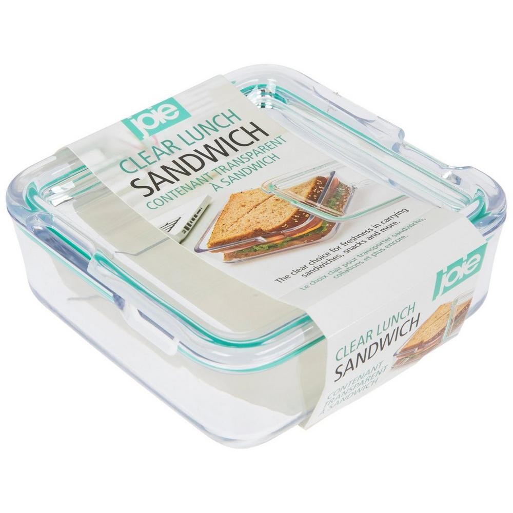 Joie Clear Sandwich Container Assorted colors Locking Lid 2.15″H x 5.75″W x 5.8″