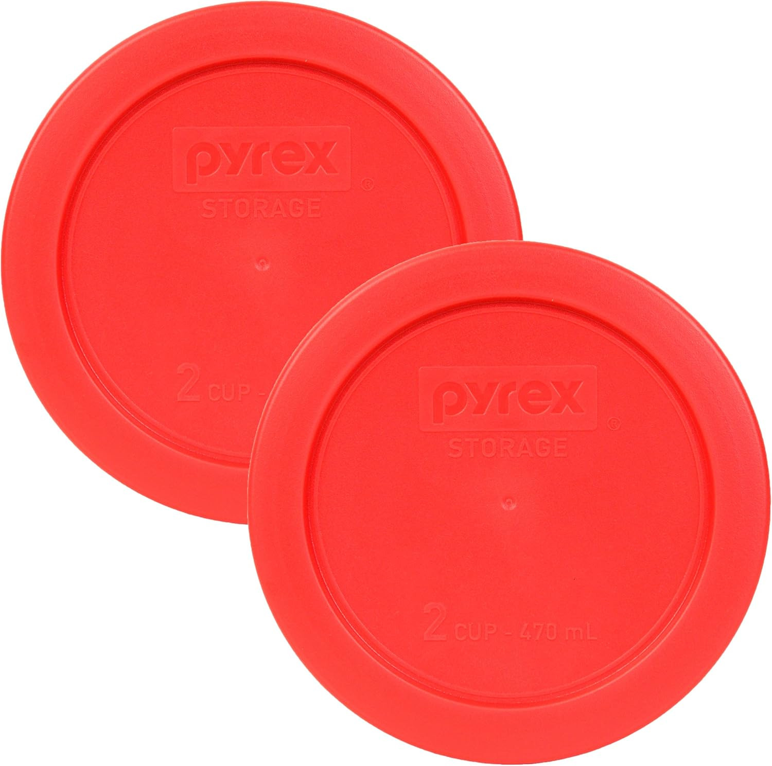 Pyrex 7200-PC 2-Cup Red Food Storage Replacement Lid (2-Pack) – Made in USA