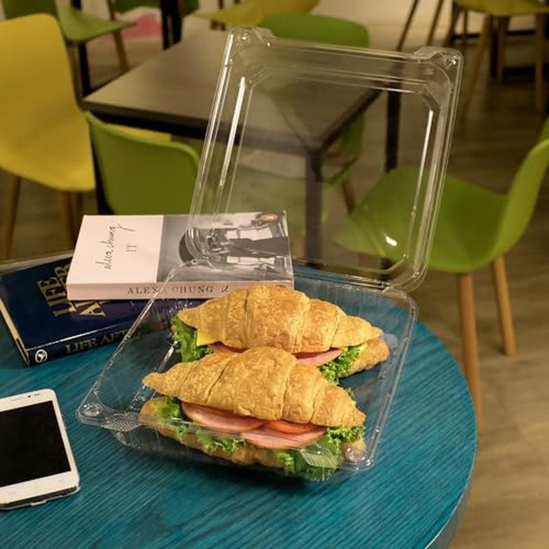 Clear Hinged Clamshell Food Containers Durable Stackable To-Go Boxes 200 Pack US