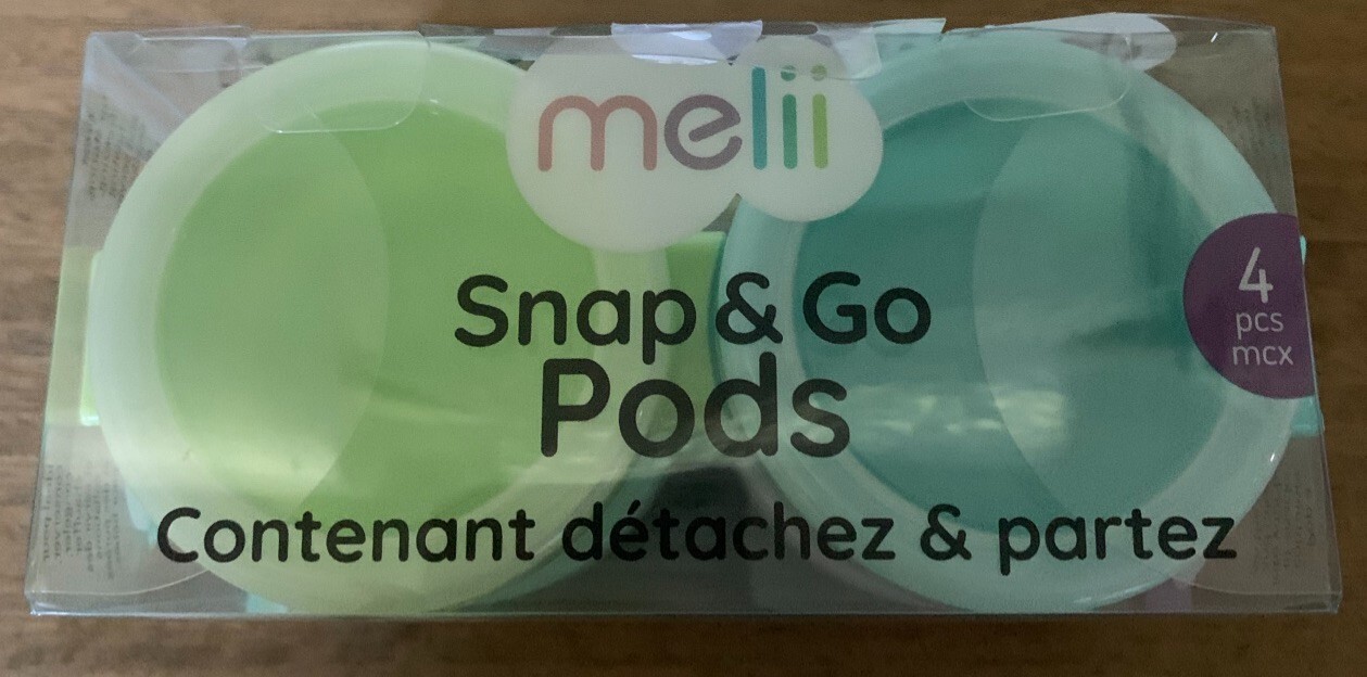 Melii Snap & Go Pods 4oz with lids 4 Pack baby food container freeze stackable