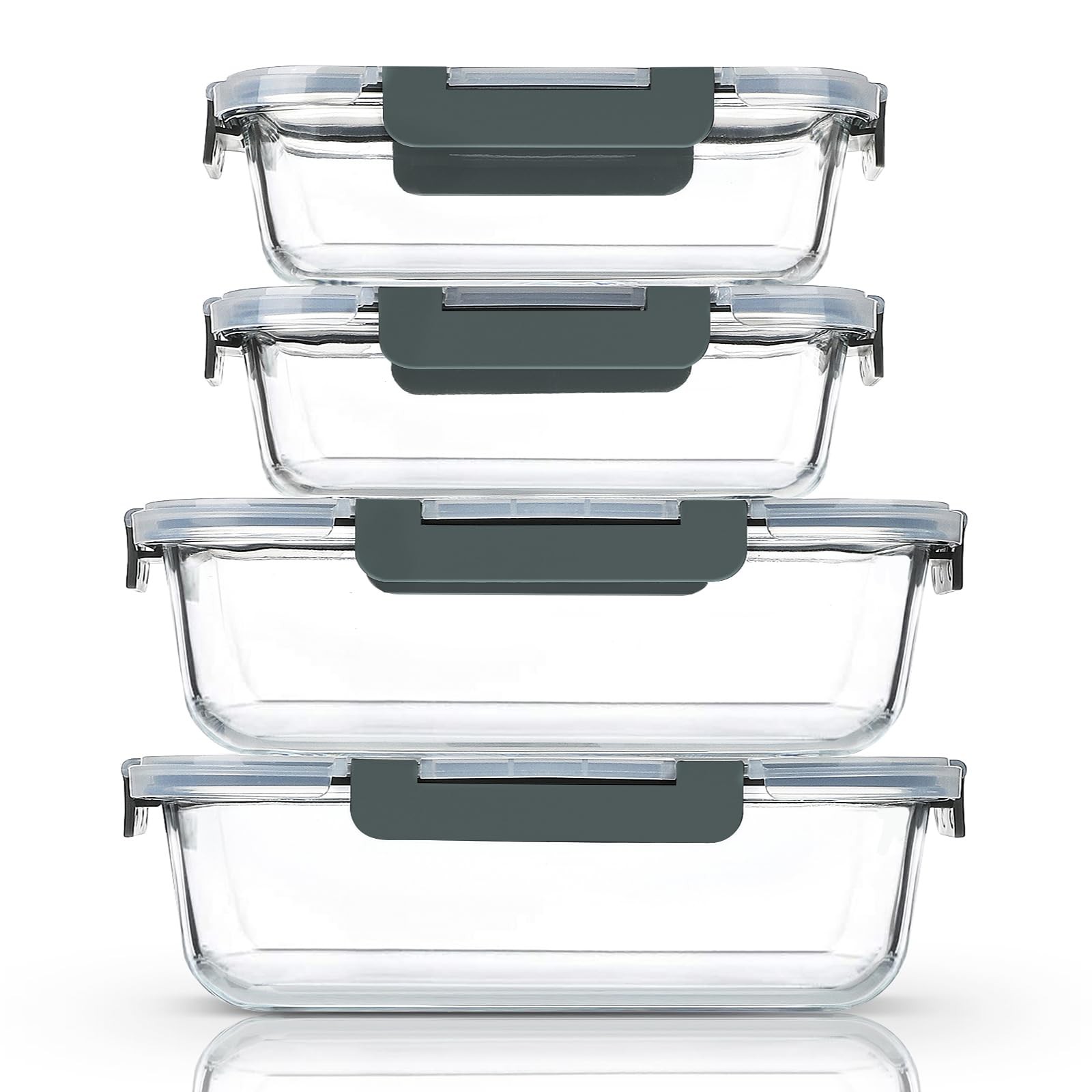[80 oz & 36 oz Extra Large Glass Food Storage/Baking Containers Set with Lids…