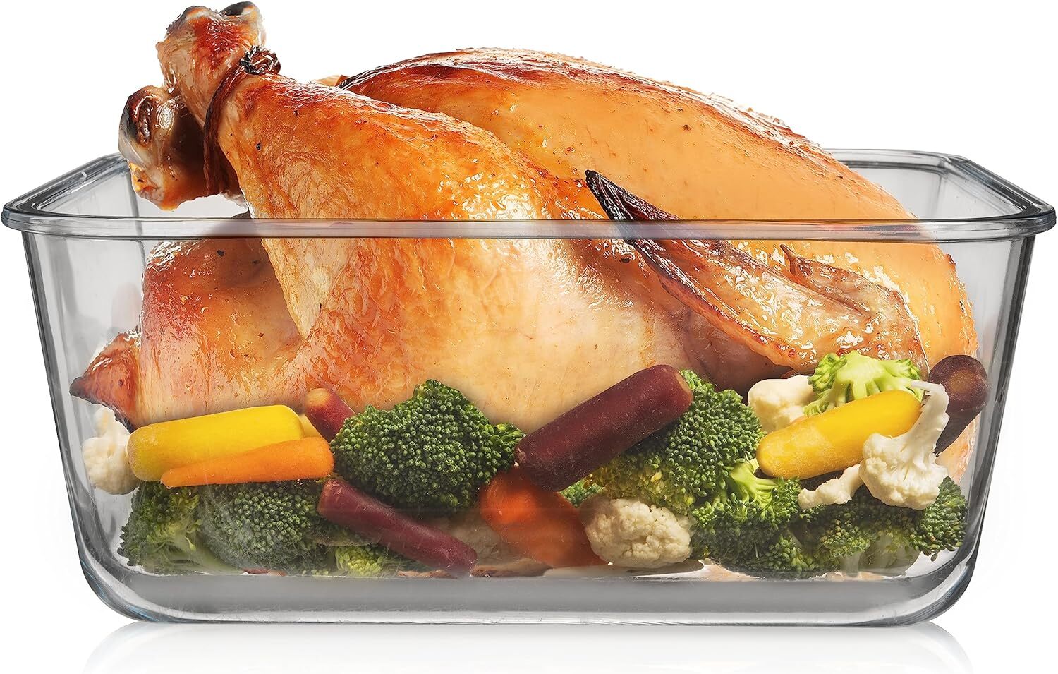 6500 ml/220 oz/28 cup glass food storage container with airtight locking lid.