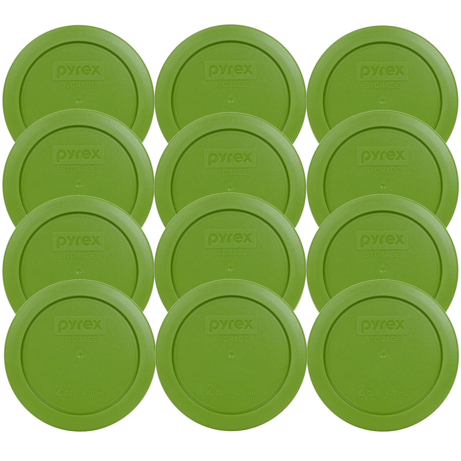 Pyrex 7200-PC Lawn Green Plastic Food Storage Replacement Lid Cover (12-Pack)