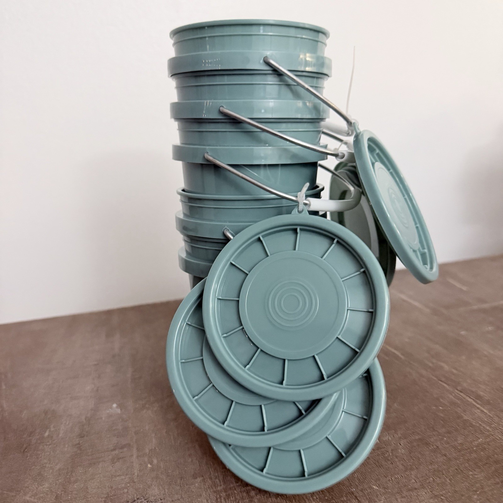 Lot of 5 Lowe’s TEAL 0.42 Qt – BPA-Free Mini Bucket w/Lid Viral Fast Shipment