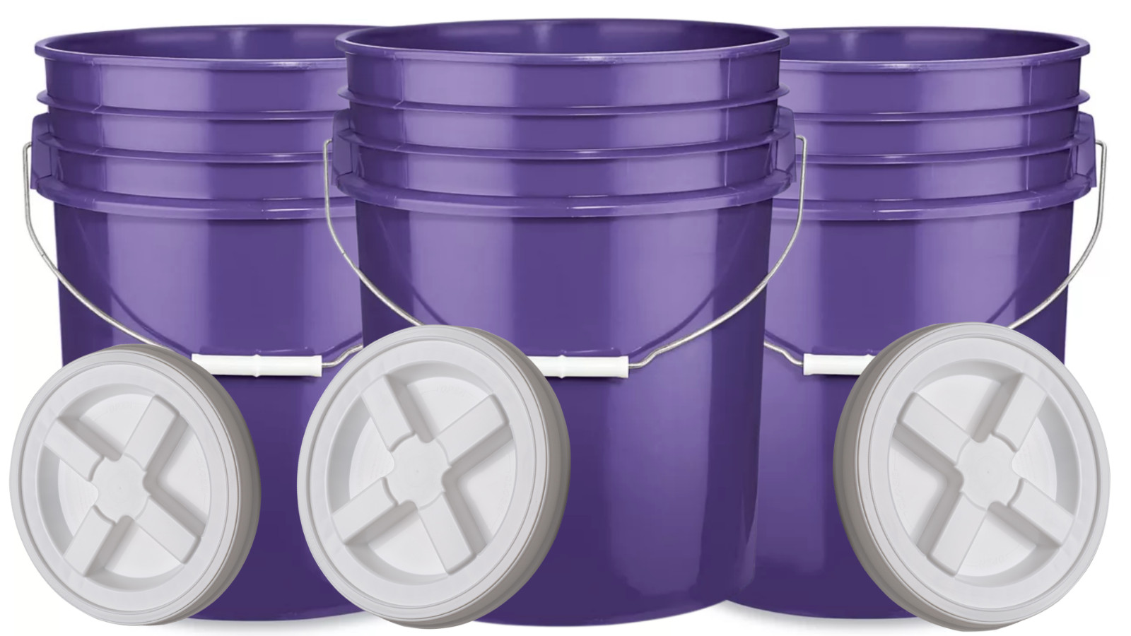 5 Gal Food Grade Plastic bucket container with Screw On Gasket lid( Pack of 3)