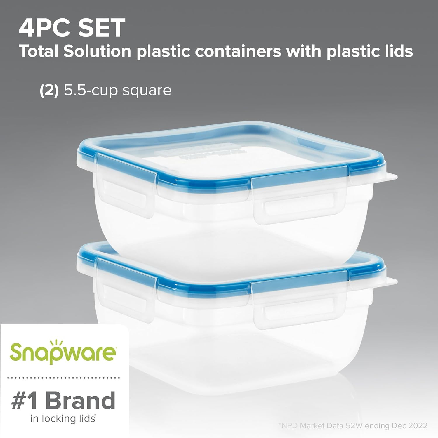 Snapware Total Solution 2-Pack (5.5-Cup) Plastic Food Storage Containers Set, Le