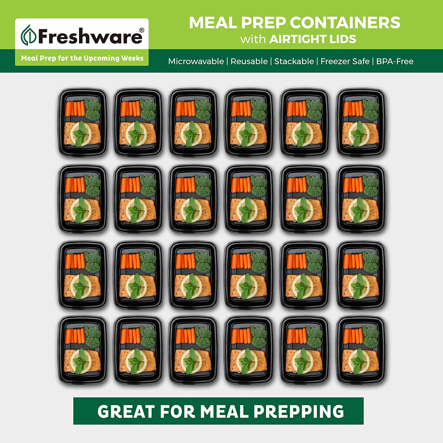 Meal Prep Containers [50 Pack] 1 Compartment with Lids, Food Storage Containe…