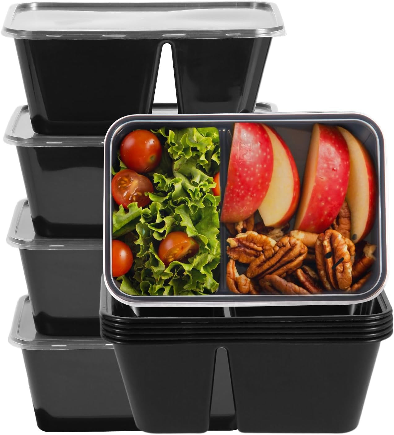 10Pack 32oz Meal Prep Containers Reusable with Lids, 2 Compartment with Portion