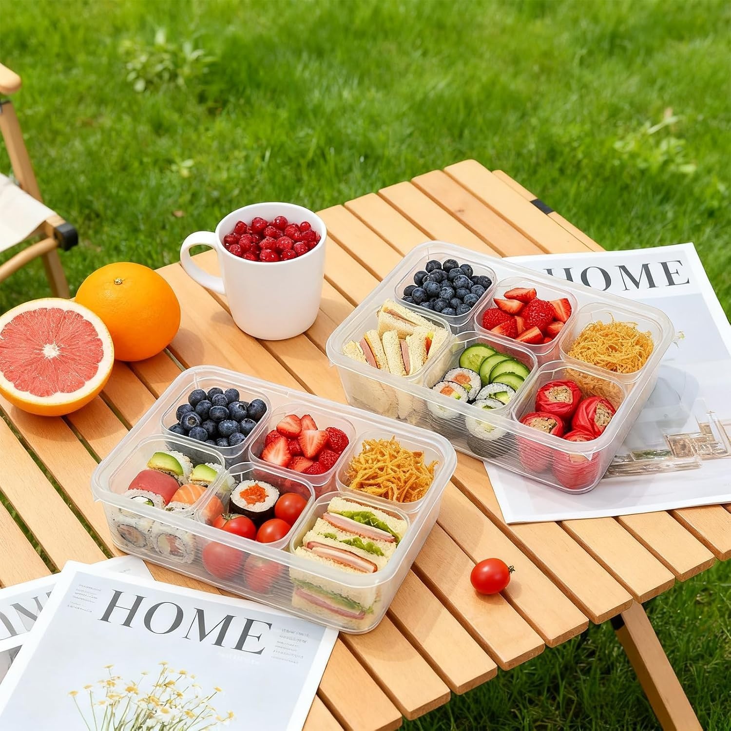 28 Pcs Salad Bar Container for Fridge, Plastic Food Storage Organizer with Li…