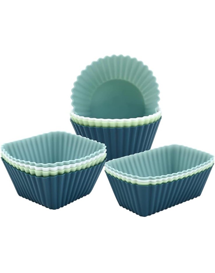 12 Pcs Reusable Silicone Baking Cups Muffin Liners Bento Box Dividers Non Stick