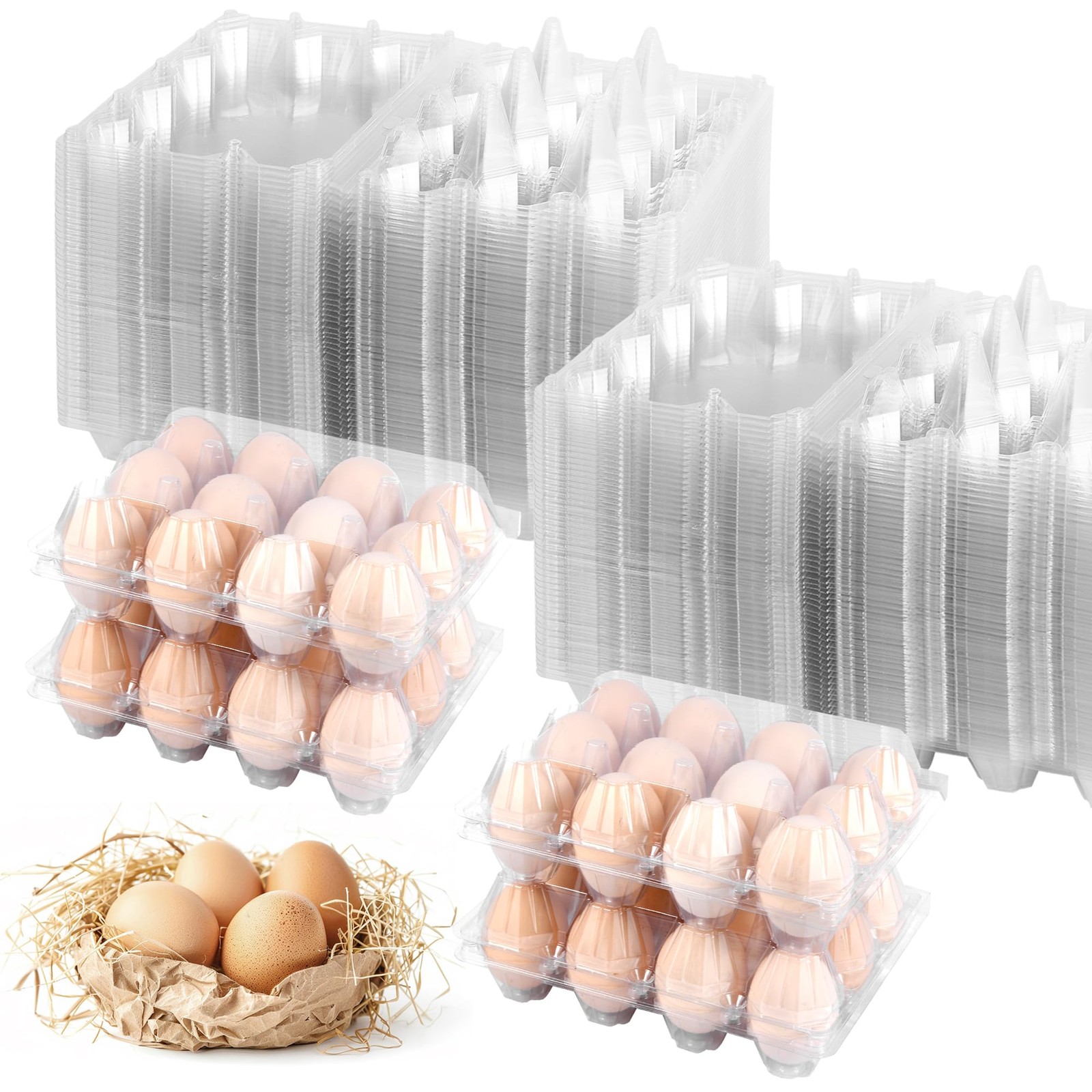 ZHIGLMYD 100 Pack 12 Count Plastic Egg Cartons – Bulk Cheap Clear Reusable Eg…