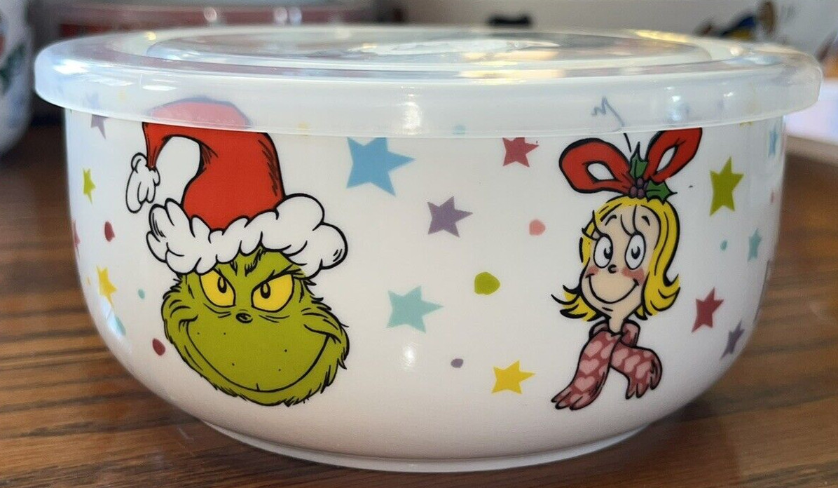 DR. SEUSS HOW THE GRINCH STOLE CHRISTMAS CERAMIC FOOD STORAGE CONTAINER – 6″