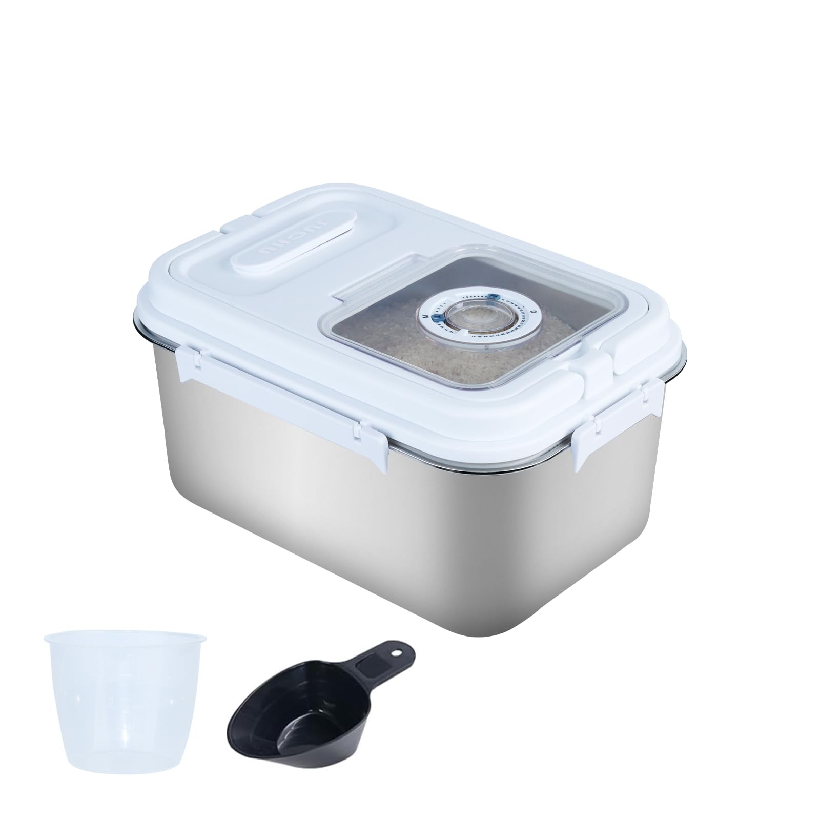 Qiveno Airtight Rice Storage Container Bin 20lb, Stainless Steel Food Storage…