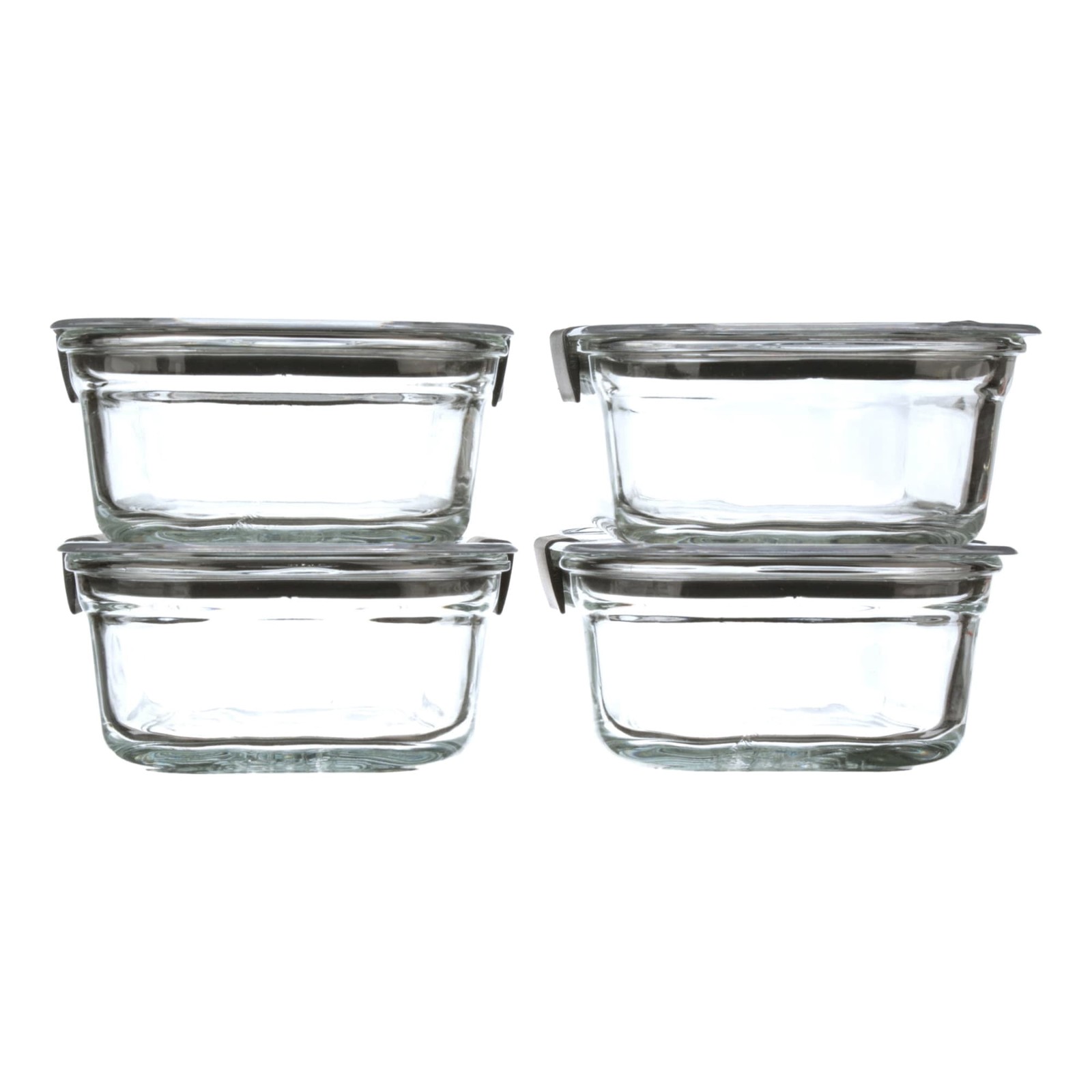 Brilliance Glass Set of 4 Food Storage Containers with Latching Lids, 3.2 Cups
