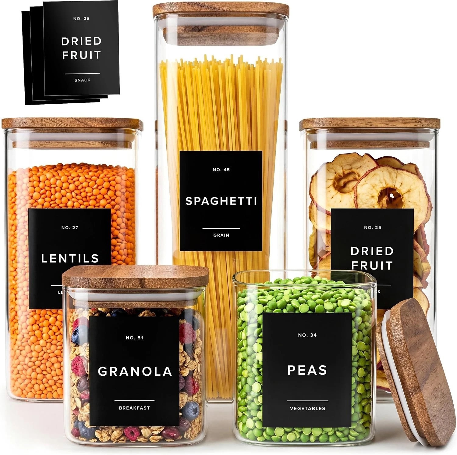 Glass Storage Containers with Bamboo Lids [5 Pcs – Extra Thick Glas] with 54 …