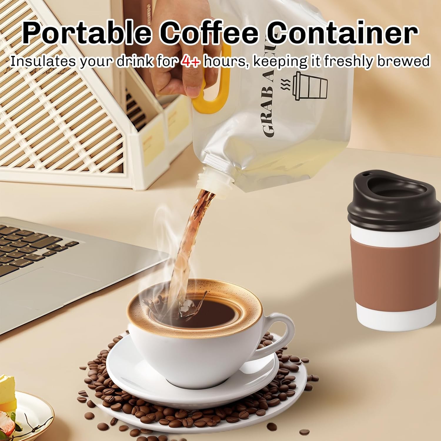 10 Pack Disposable Coffee Dispensers with Handle Coffee Box Cold Hot Beverage