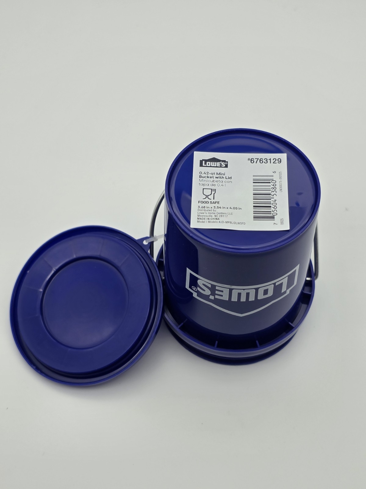 Lowes Logo Blue Mini Bucket With Lid Food Safe New