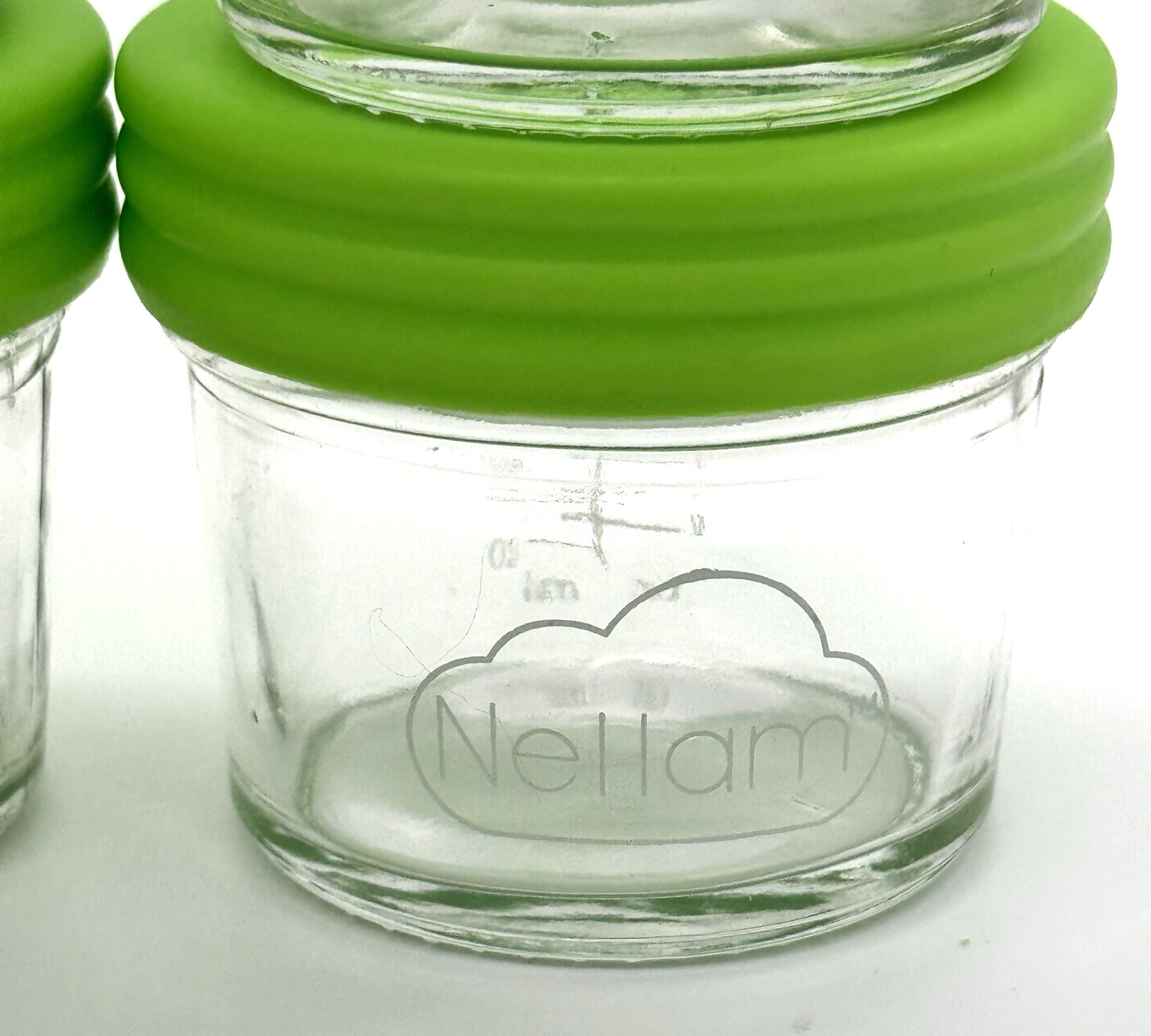Nellam Baby Food Storage 4 oz Jar Containers with Green lid Set of 10