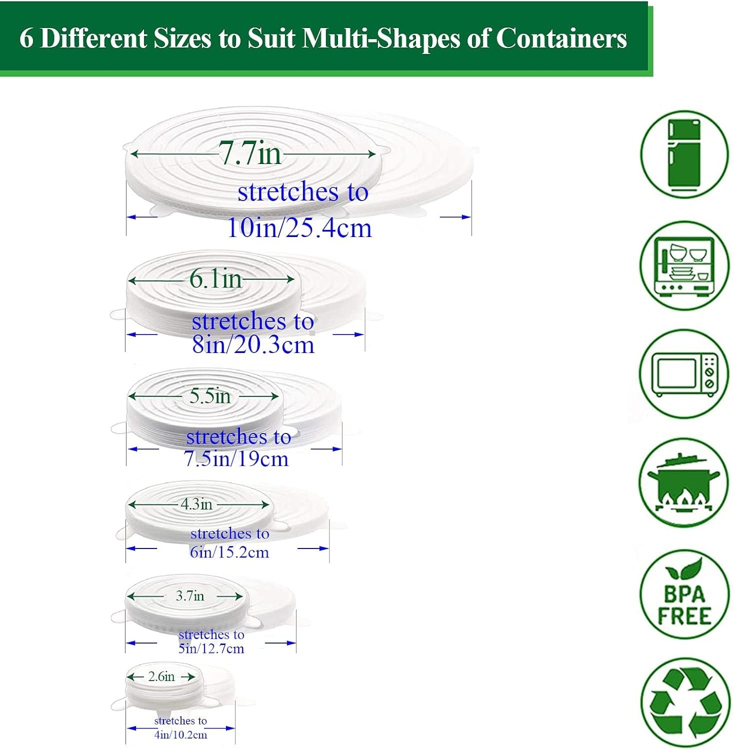 Eco-Friendly 12-Pack Silicone Food Covers | Safe, Flexible Lids for Containers