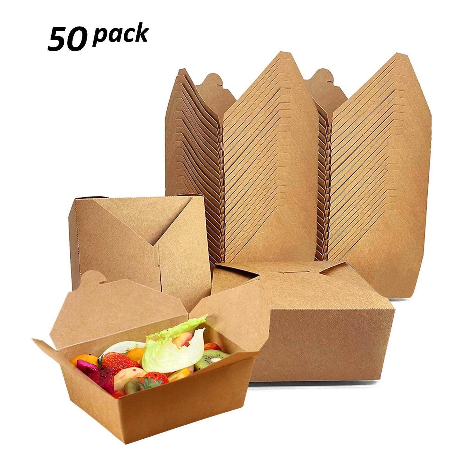 Kraft Take Out Boxes 30 oz – Eco-Friendly, 50 Pack for Food Service