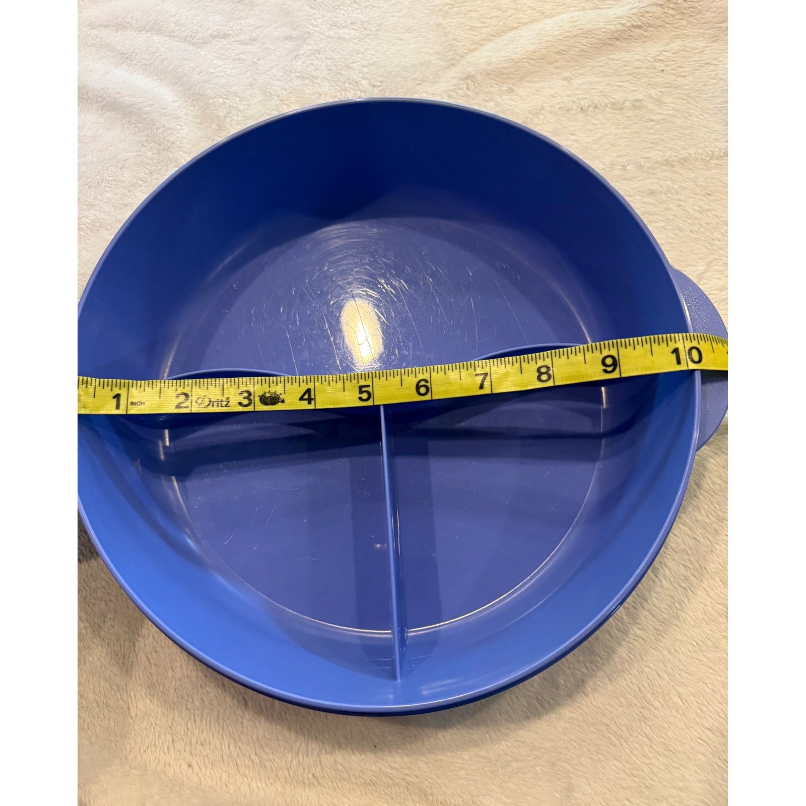 Tupperware Crystalwave Divided Microwave Dish 3284C Blue Teal 3 Compartment 9″