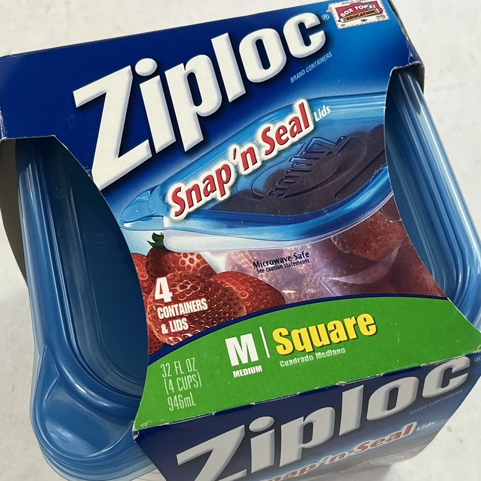 New Ziploc Medium Square Containers Blue 4 Ct. 4 Cups OR 32 oz. Snap N’ Seal