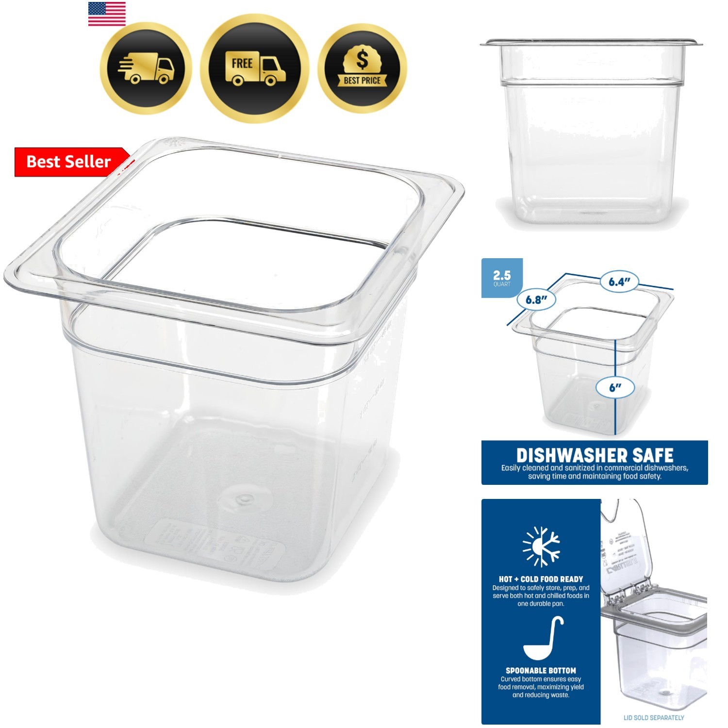 Storplus Food Pan, Food Storage Container with Spoonable Corners for Catering…
