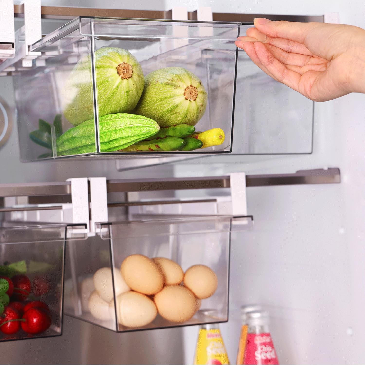 2 Pack Extra-Large Deli Drawer Organizer for Refrigerator Pull Out – Fridge D…