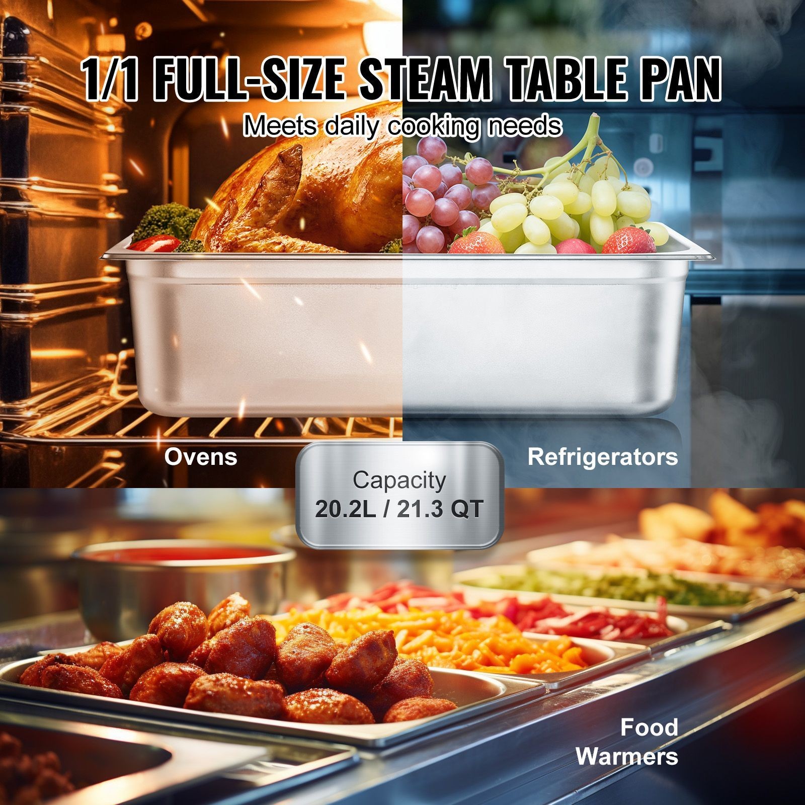 Industrial 6-Count 6″ 0.8mm Thick Steam Pans