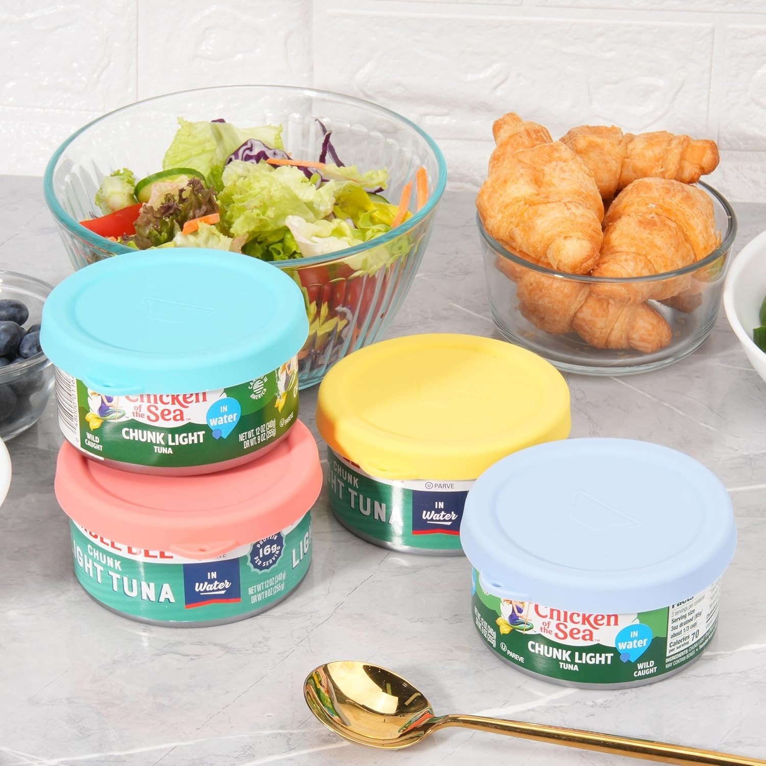 Reusable 4-Inch Silicone Lids for 12oz Tuna Cans – Dishwasher Safe Set of 4