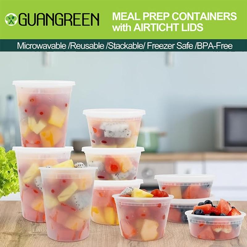 8oz Plastic Deli Containers with Lids，Food Storage Containers with Lids