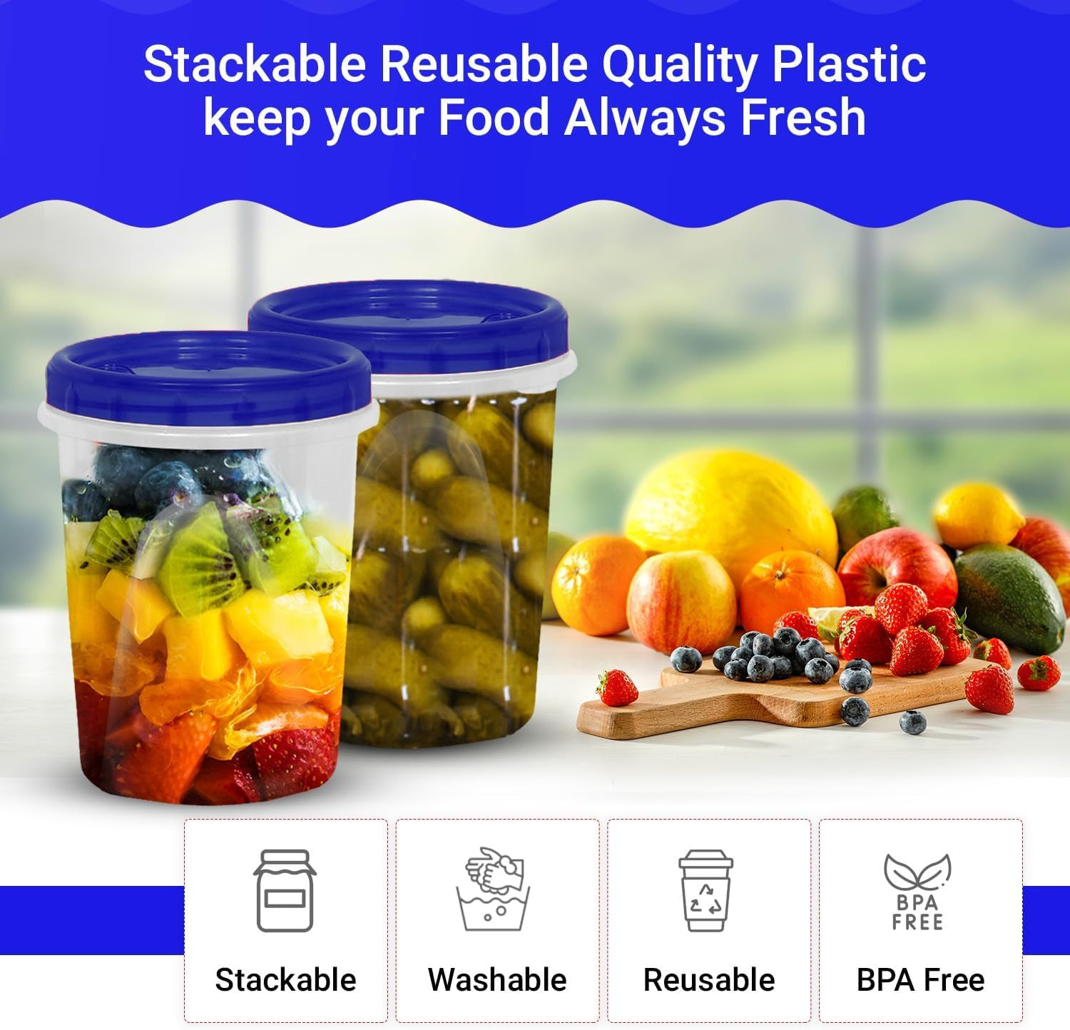 32 Oz – 8 Pack Twist Top Deli Containers Screw and Seal Lids, Stackable Reusabl