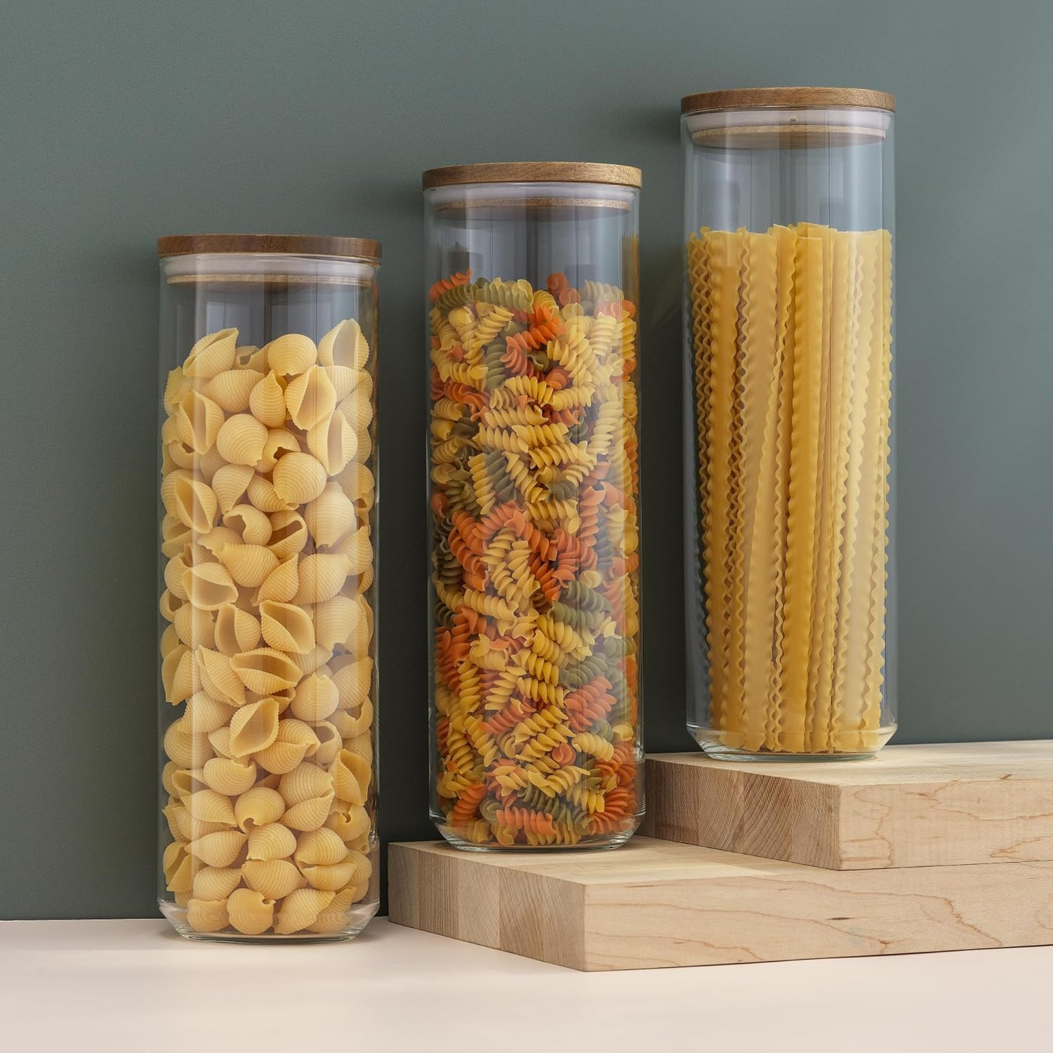 Holden 72Oz Stackable Glass Storage Containers with Lids, Large Kitchen Food Sto