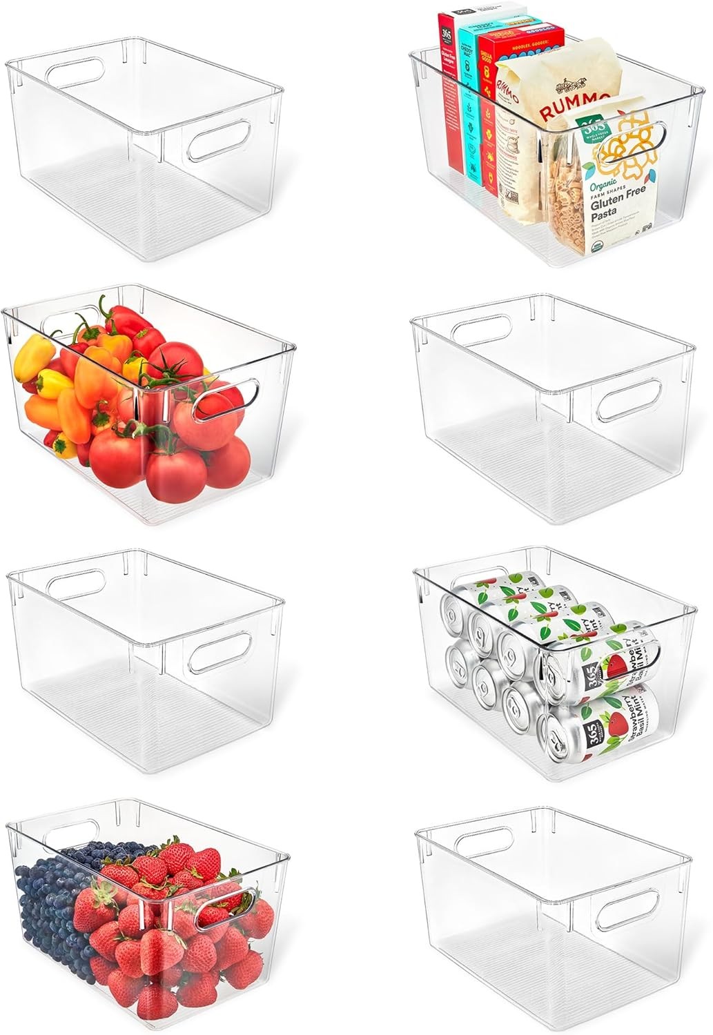 Multi-purpose Refrigerator Bins 2 pieces Large Capacity Stackable Fridge Bin