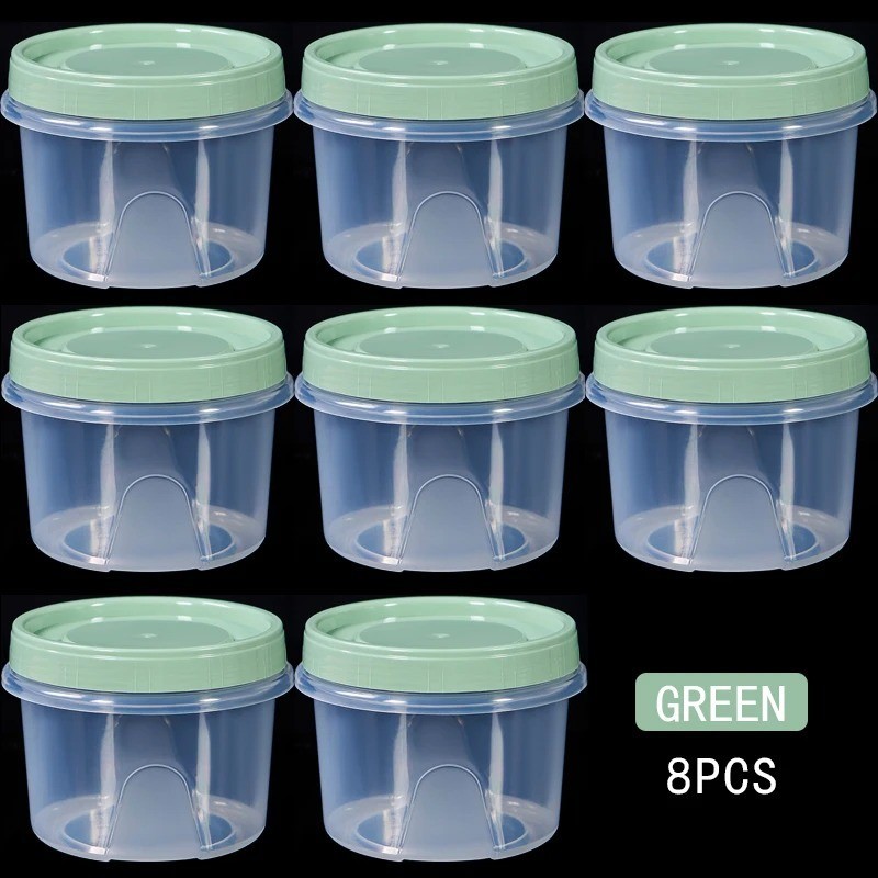 8 Pcs 500ml Round Food Fresh Keeping Box Kitchen Refrigerator Storage AA