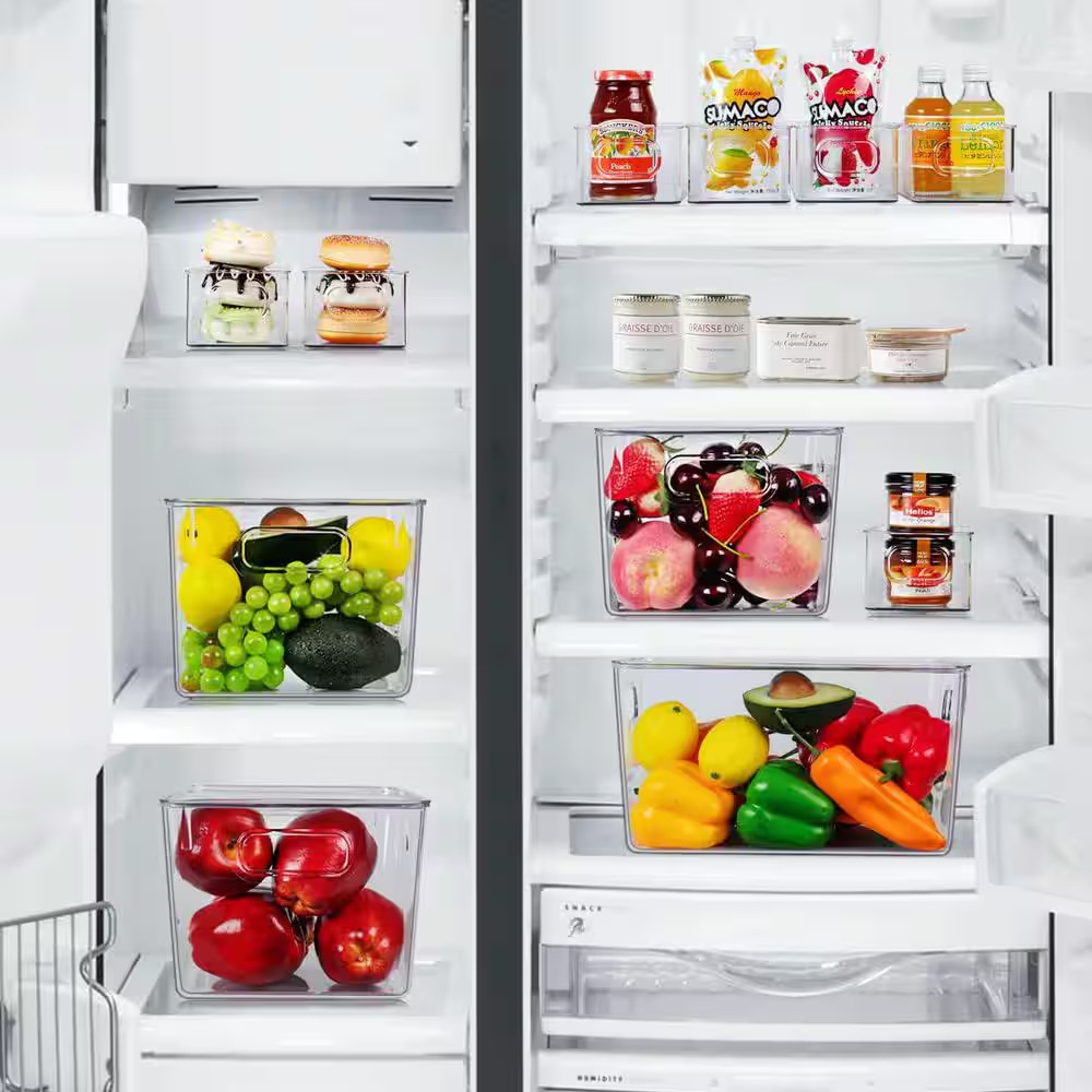 8-Shelf Clear Stackable Storage Bins Set Transparent Plastic Home Pantry Kitchen
