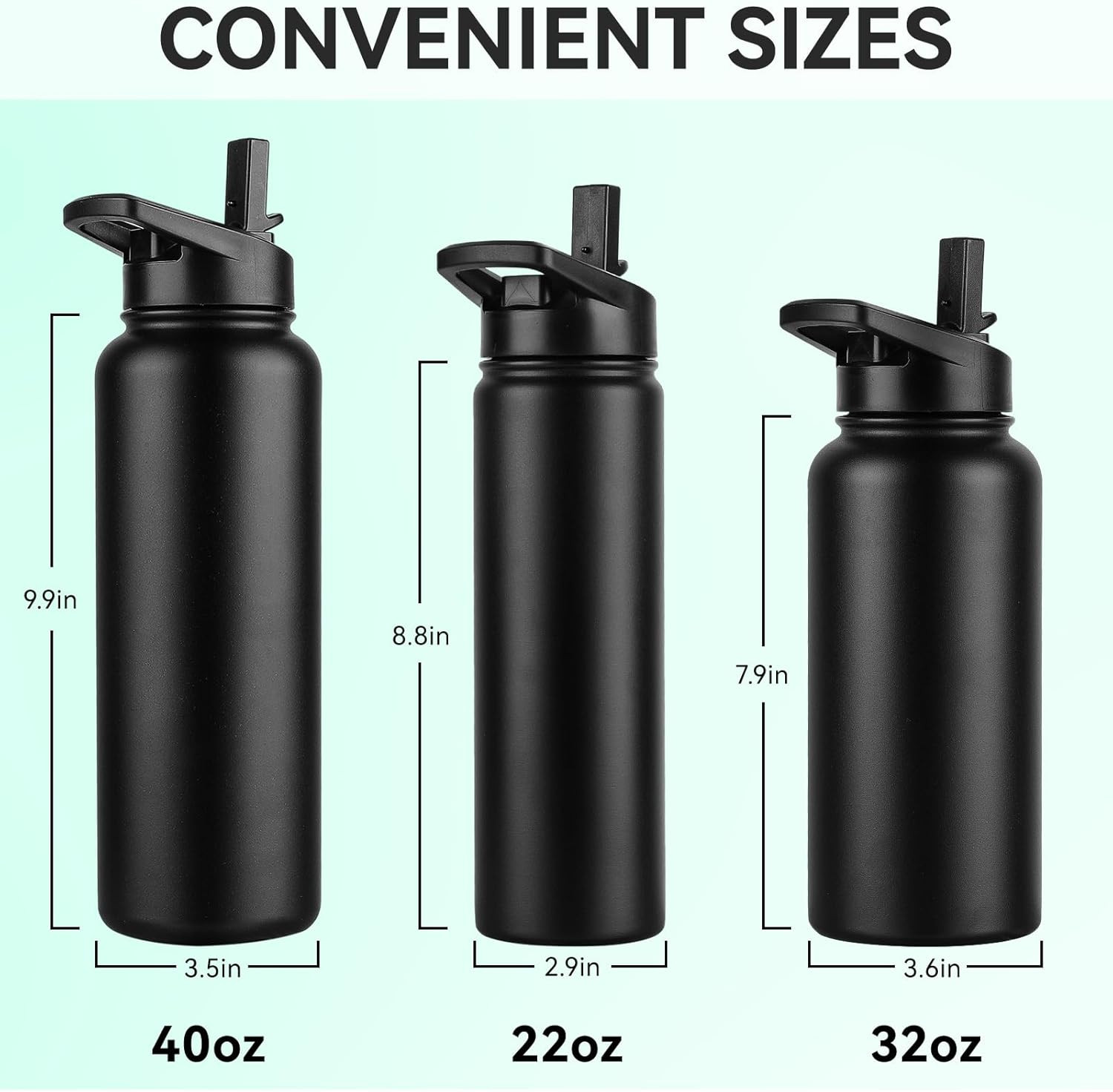 Insulated Water Bottle, 22 Oz Vacuum Insulated Stainless Steel Reusable Sports B