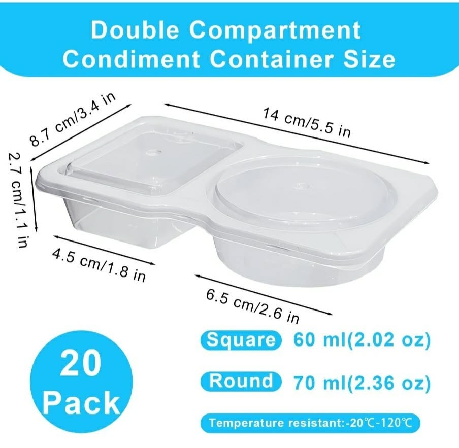 100 Pcs Reusable Snack Containers, Snack Containers with Lids,Double Compartment