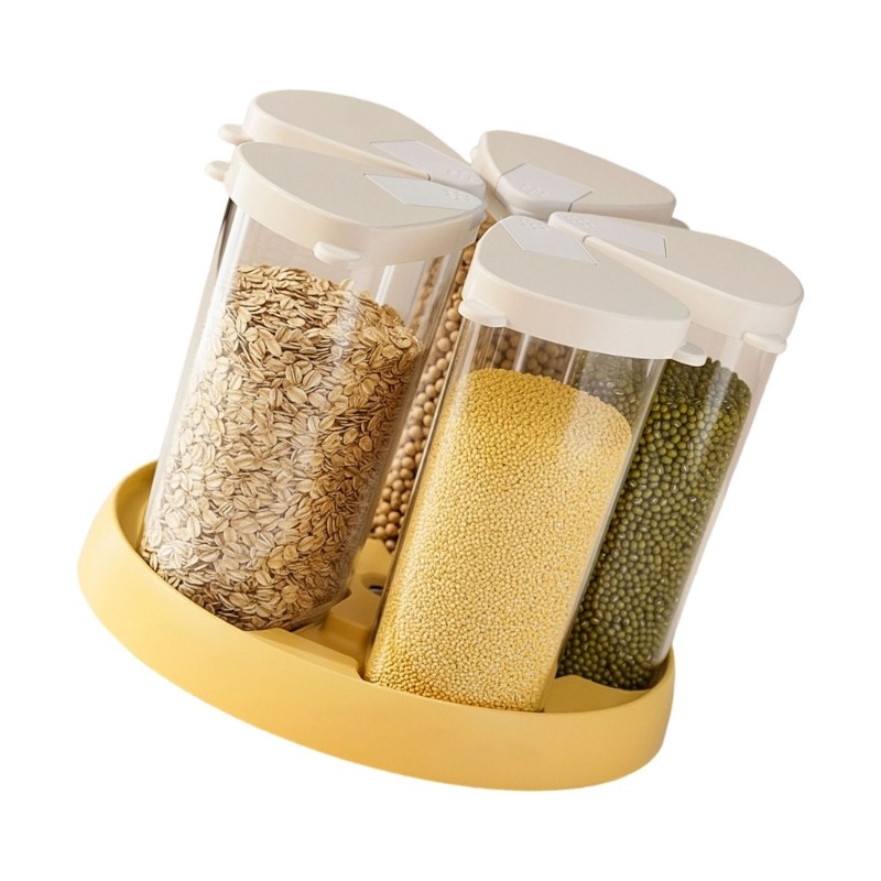 Clear Multiple Compartment Storage Bin With 360 Degree Rotation Mechanism