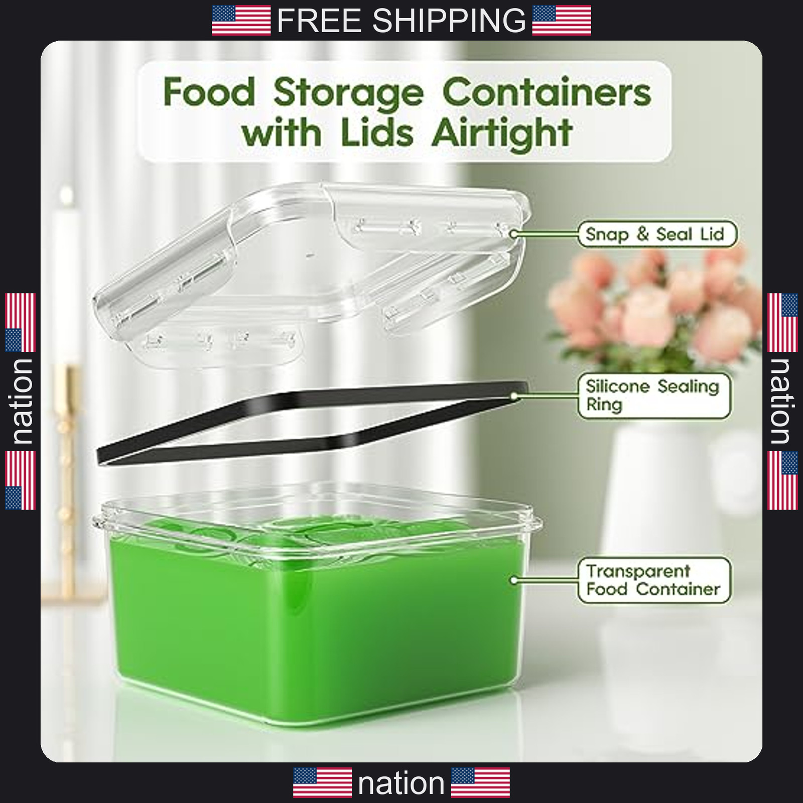 Kemethy 36-Piece Food Storage Containers with Lids Plastic Pantry Kitchen
